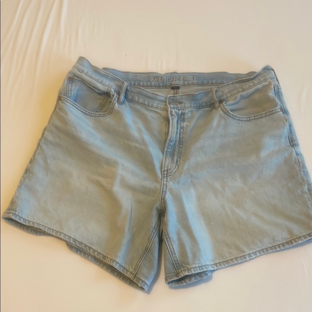 American Eagle Outfitters Blue Jean Shorts with Frayed Hem